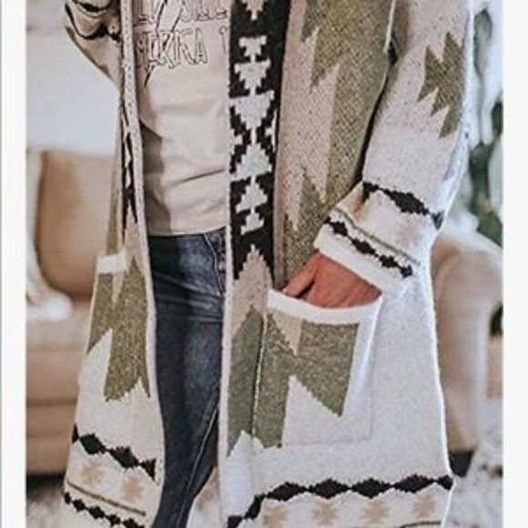 Vintage Tribal Knitted Western Cardigan Sweater Coat - Picture 4 of 8